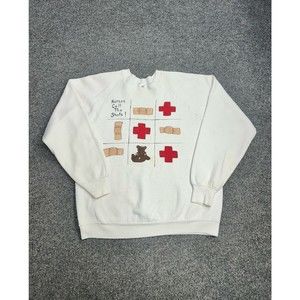 Vintage 90s Nurse Parody White Crewneck Sweatshirt Women's Size Large USA Made